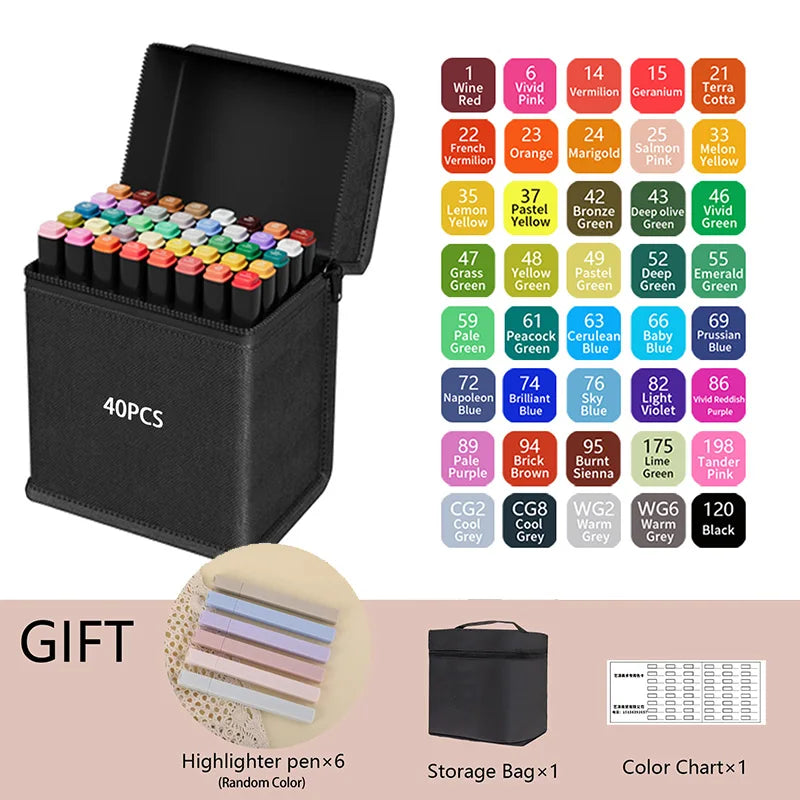Dual Tip Permanent Marker – Hochpigmentiert, 24-262 Farben für kreative Kunst