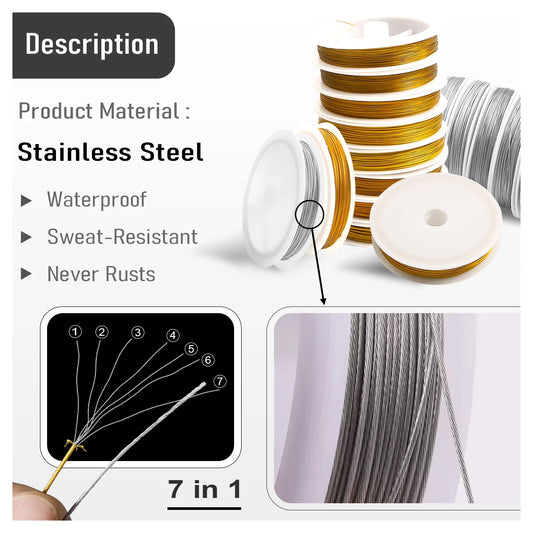 Starker Edelstahldraht 0.3-1mm für Schmuck und Kreativprojekte