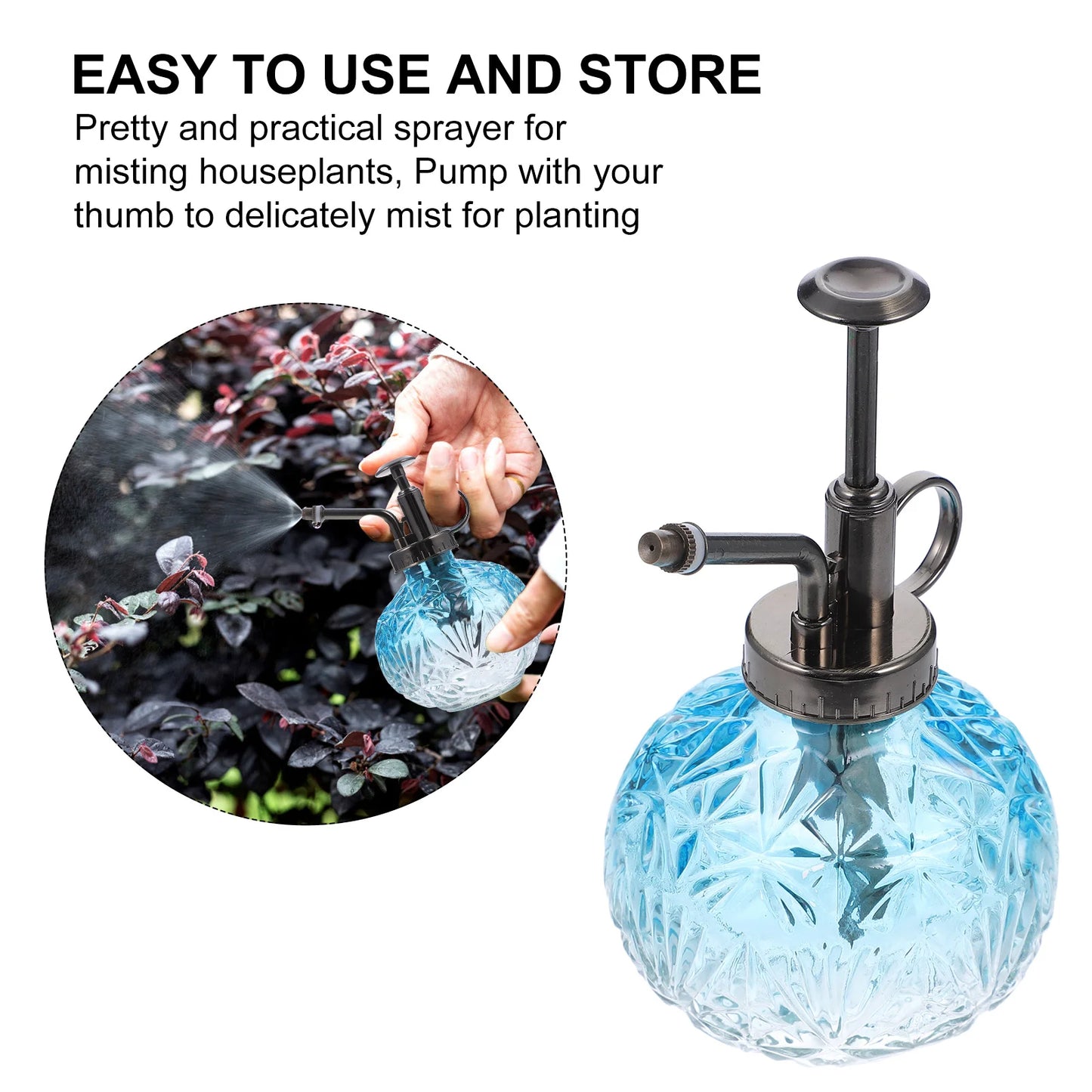 Vintage Gartensprüher aus Glas mit kleinem Pflanzenauslauf für Outdoor