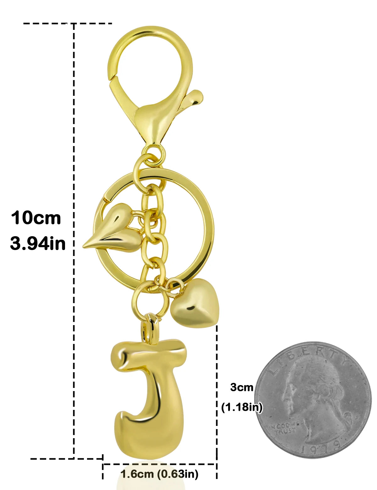 Personalisierter 18K Gold Schlüsselanhänger mit Herz – Blasenbuchstaben Damen