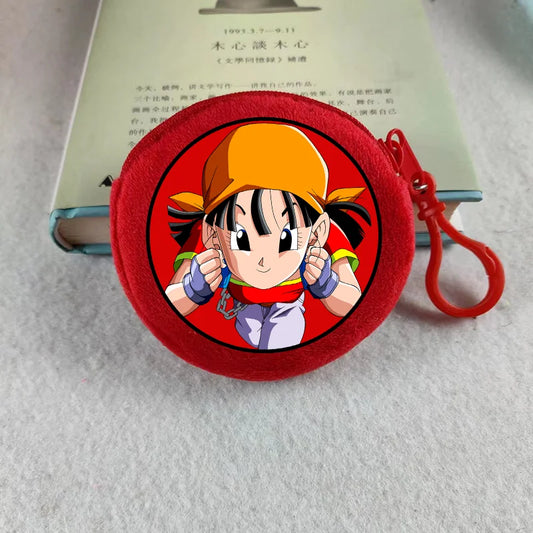 Plüsch Mini Geldbörse mit Reißverschluss rund Cartoon Schlüsselanhänger