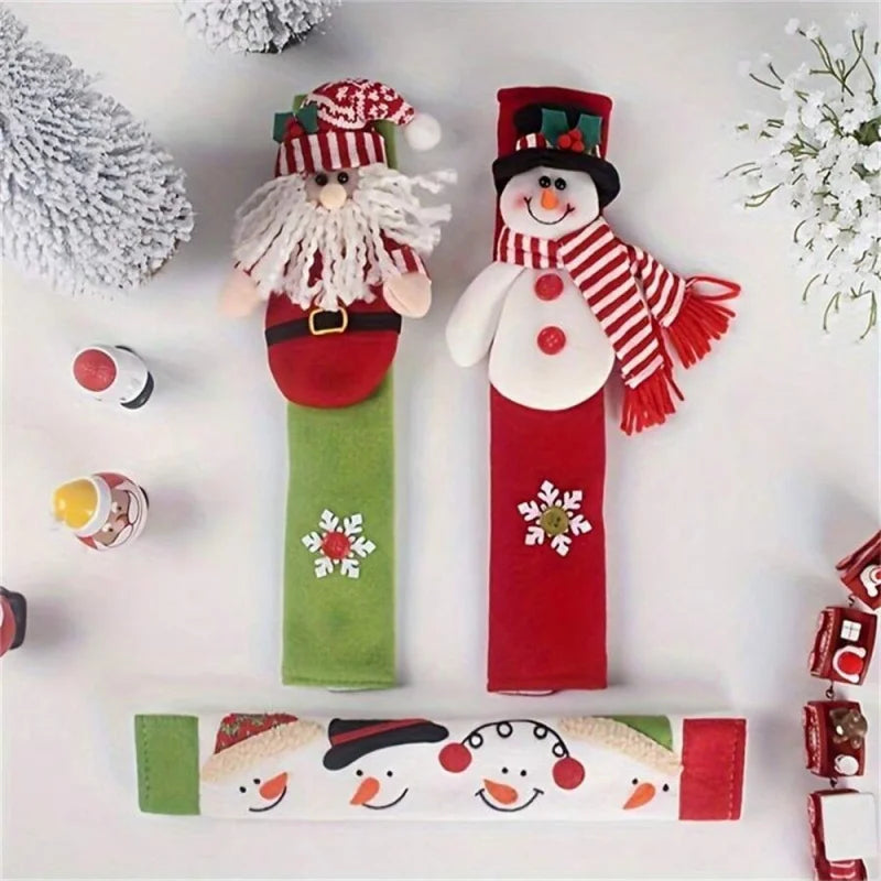 3-teiliges Weihnachtsset Mikrowellenhandschuhe mit Santa Claus und Schneemann Design
