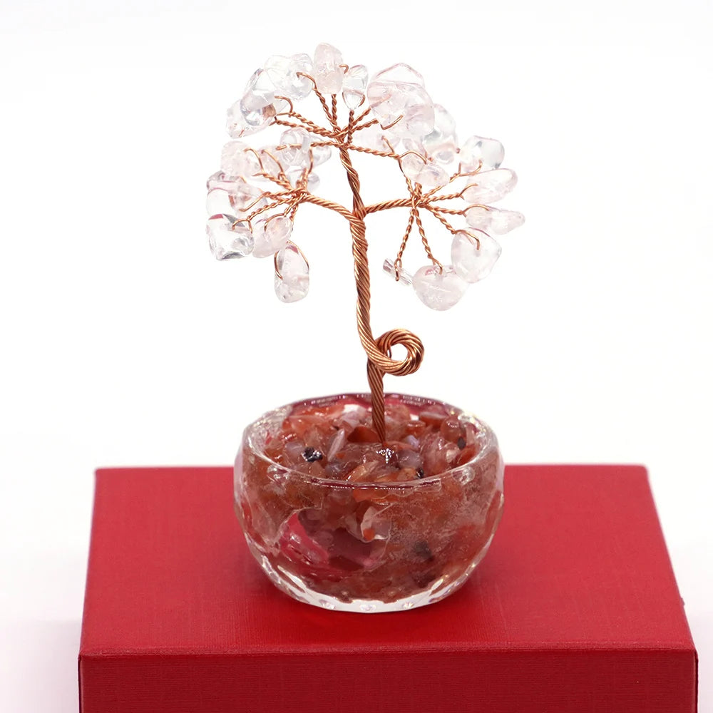 7-Chakren Lebensbaum Deko: Naturkristall Feng Shui Ornament für Heim Büro