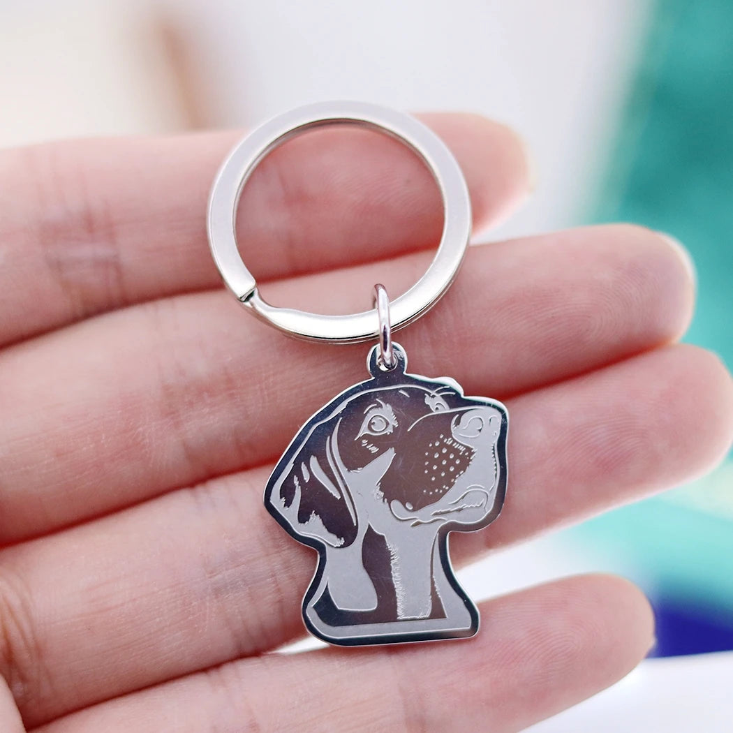 Eleganter Weimaraner Schlüsselanhänger aus Edelstahl – Glücksbringer in Silber - Gold
