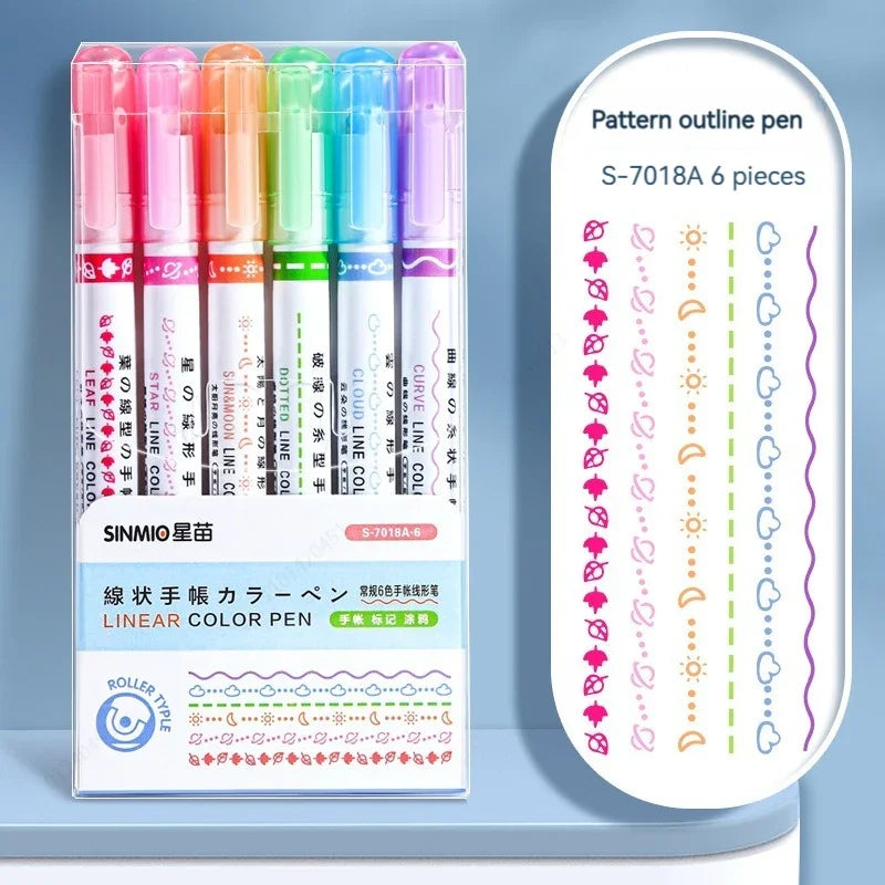 Kawaii Blumen-Highlighter Set 6 Farben mit Roller Spitze – Perfekt für Schule & Büro