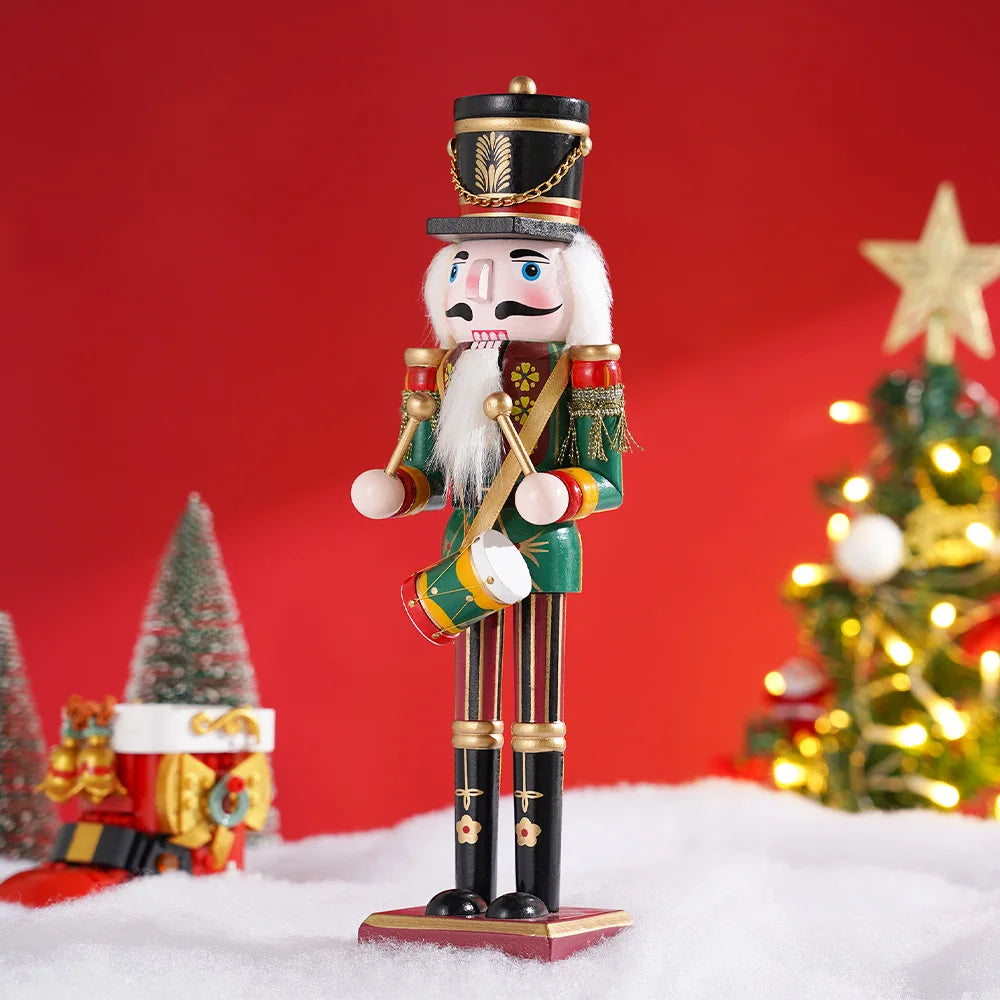 30CM Holz Nussknacker Soldat Puppe Vintage Weihnachten Dekoration