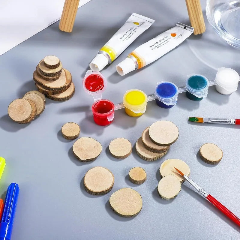Kreative DIY-Holzscheiben 30er Set, 1-3 cm Naturholz für Bastelideen - Deko