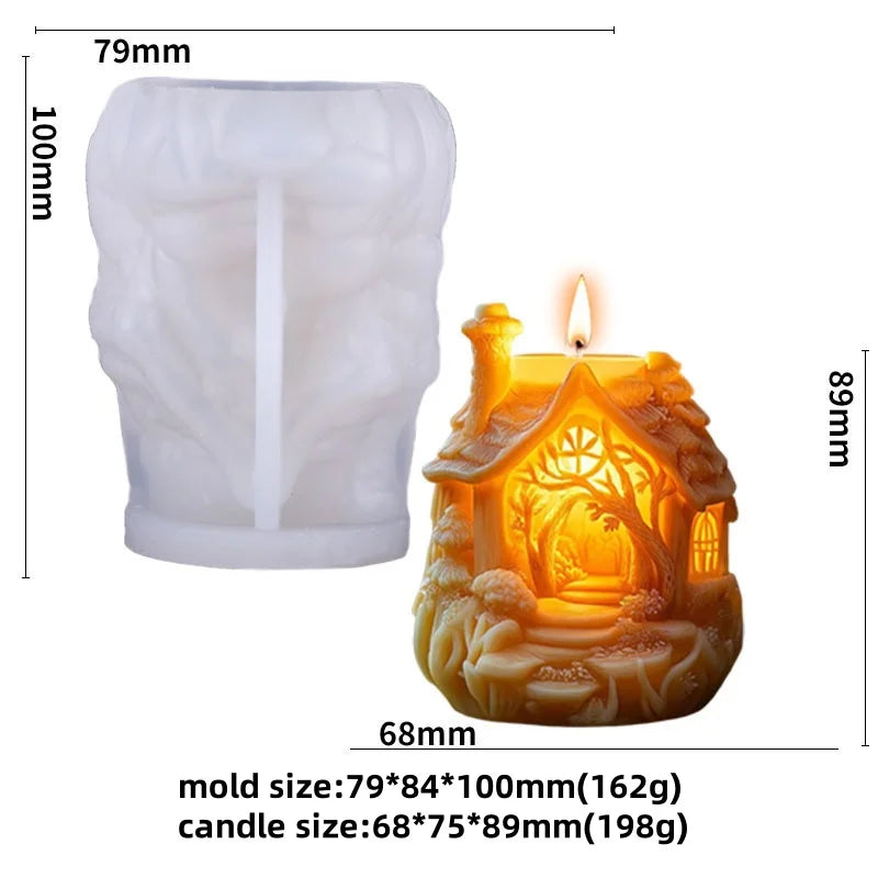 3D Silikonform Baum Haus für Kerzen, Beton, Gips – DIY Geschenk