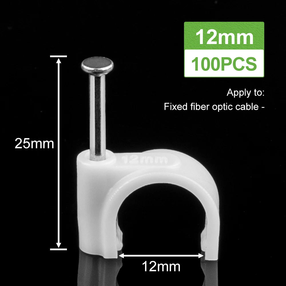 Perfekte Kabelorganisation: 100 weiße Kreis-Nagel Clips für 4-12mm Kabel