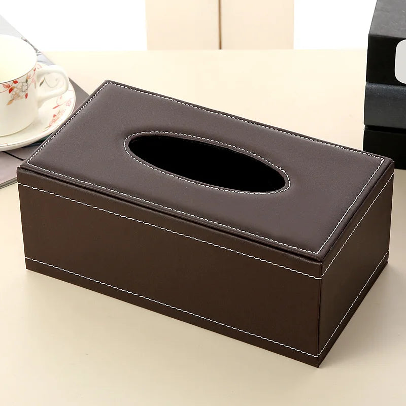 Hochwertige Leder Taschentuchbox für Wohnzimmer und Auto mit Papierschublade