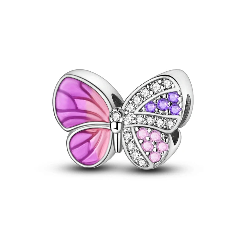 Romantische rosa 925 Silber Charms mit Zirkon – Herz - Parfüm Flasche Set