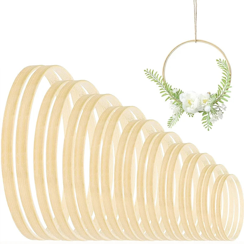 Vielseitige Bambus-Dekoringe 2er-Set 10–20cm – Für kreative DIY-Kränze - Deko