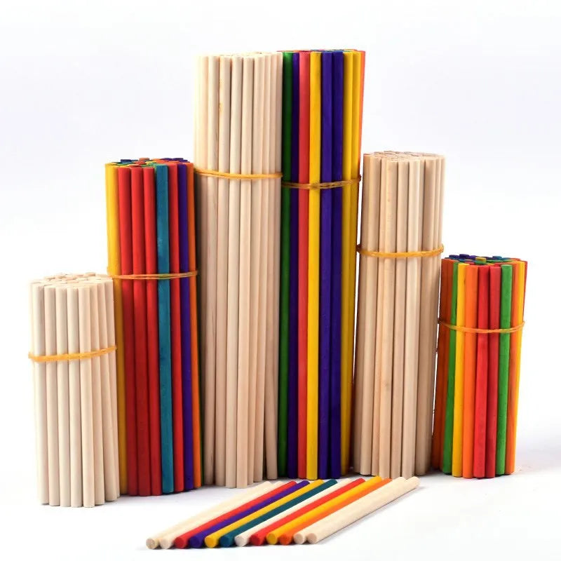Vielseitige runde Holzstäbchen 10-20 cm – Natürliche Bastelhilfe, 50 Stück