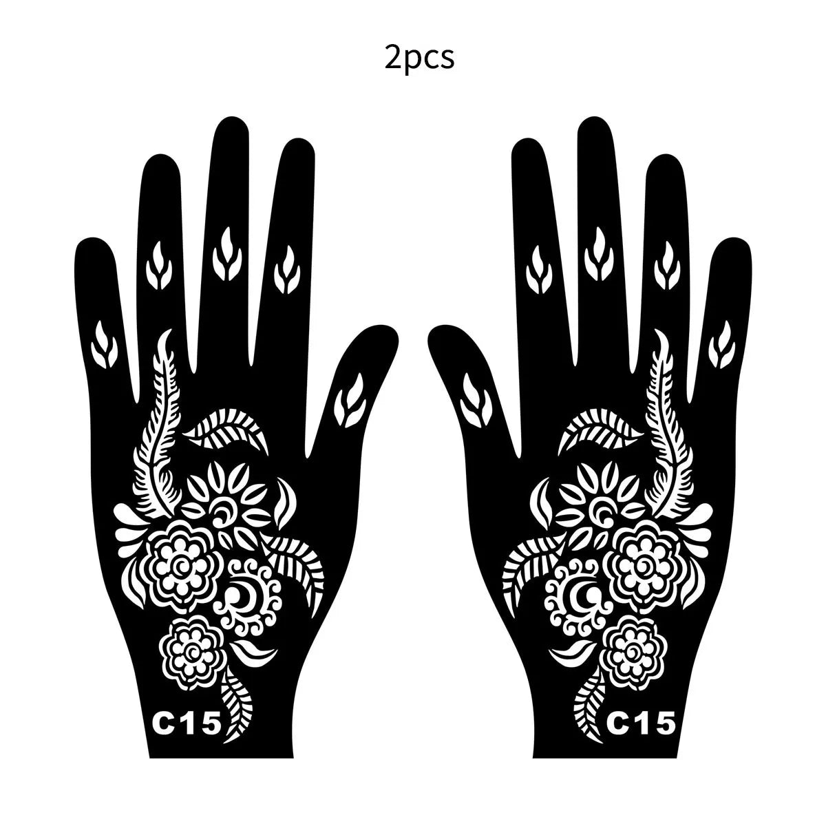 Wiederverwendbare Henna Tattoo Schablonen Blume für Hand und Finger