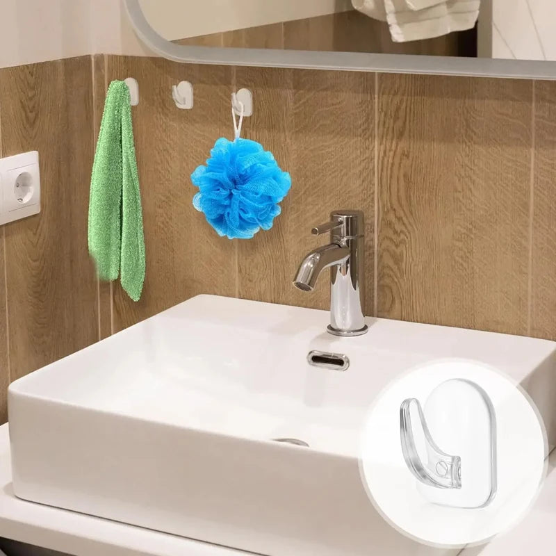 Selbstklebende Mini-Wandhaken, transparent für Küche - Bad – bohrfrei, wasserdicht