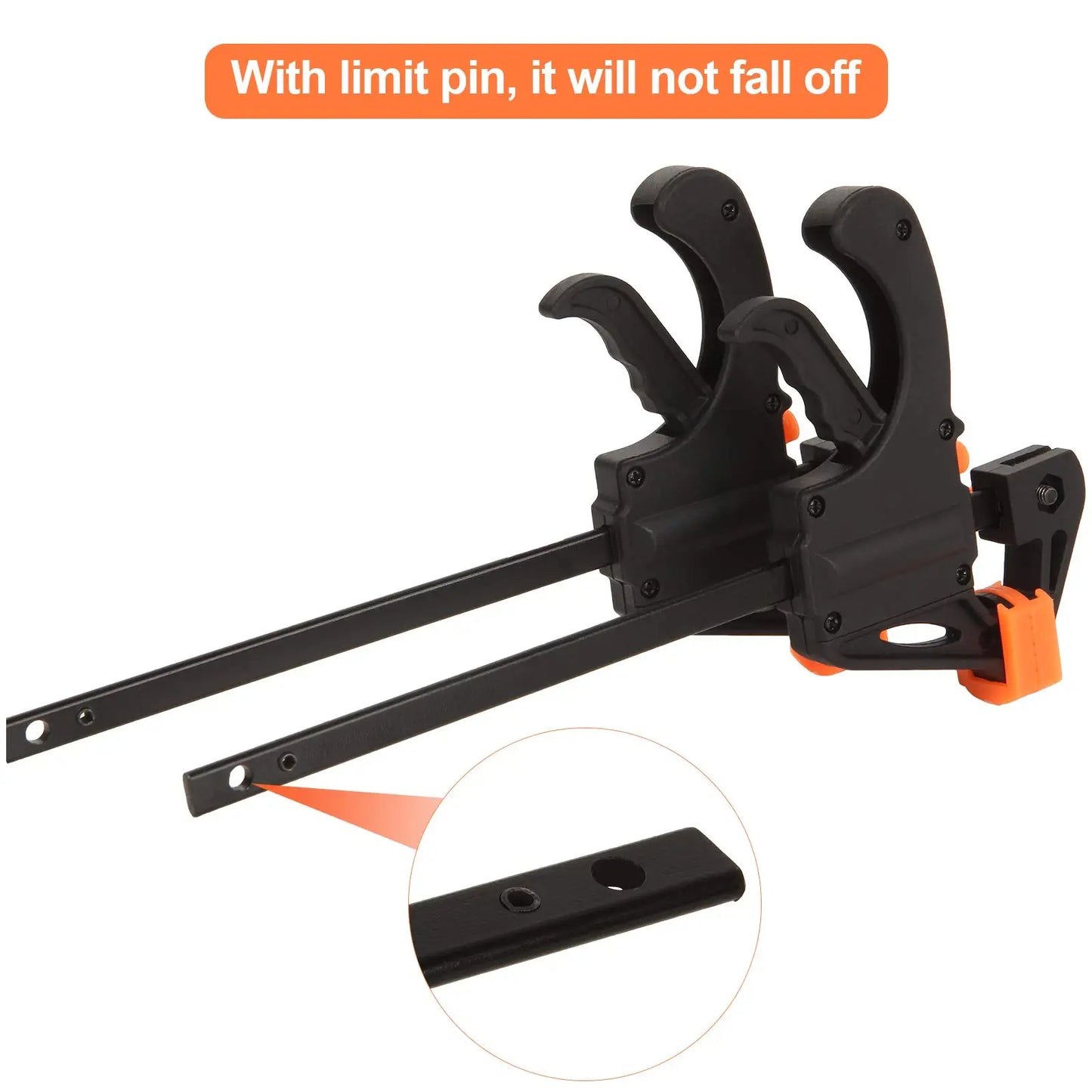 Sicher - Kratzfrei: 2/5er 4 Zoll Schnellspann-Klemm Set in Schwarz - Orange