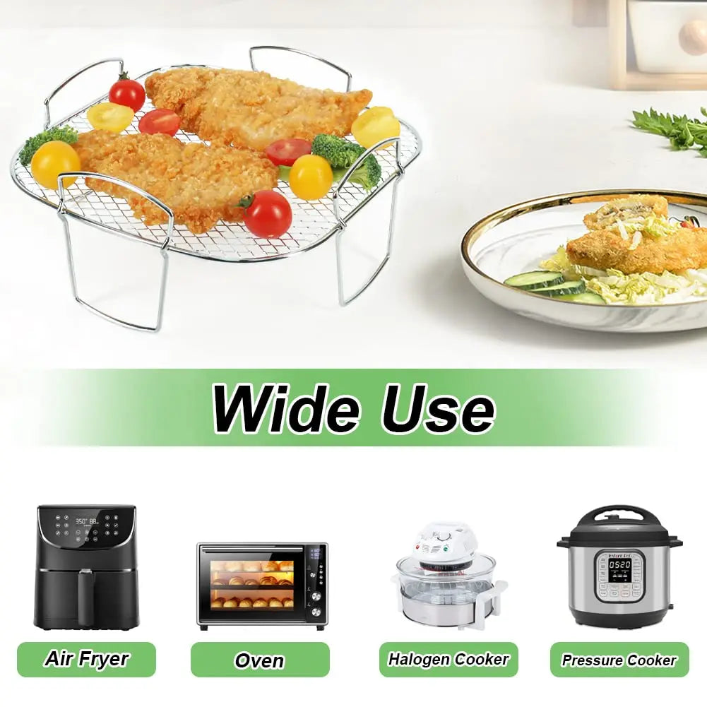 Edelstahl Air Fryer Backblech mit Doppelstock-Rack für gleichmäßiges Garen