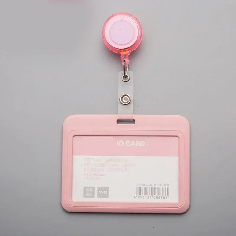 Frauen Studenten ID Kartenhalter versenkbar transparent mit Clip