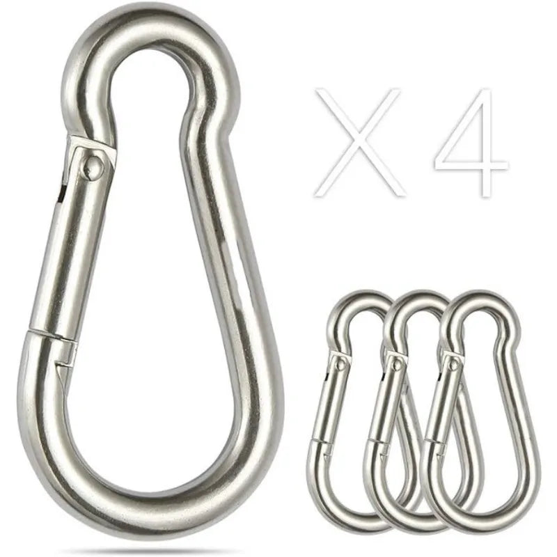 4er-Pack Edelstahl Karabinerhaken 1,6 Zoll mit Feder für Outdoor Nutzung