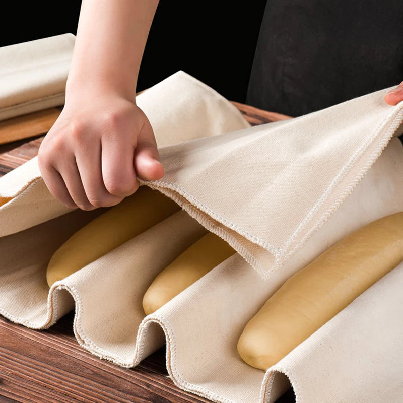 Premium Leinen Gäretuch Set für Brotteig - Baguette, inkl. Schaber