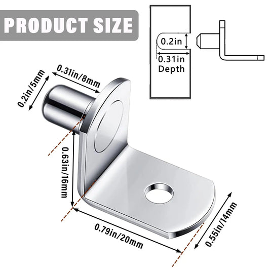 20x Regalbodenträger Stifte 5mm Edelstahl für Schrank Regal Halterung