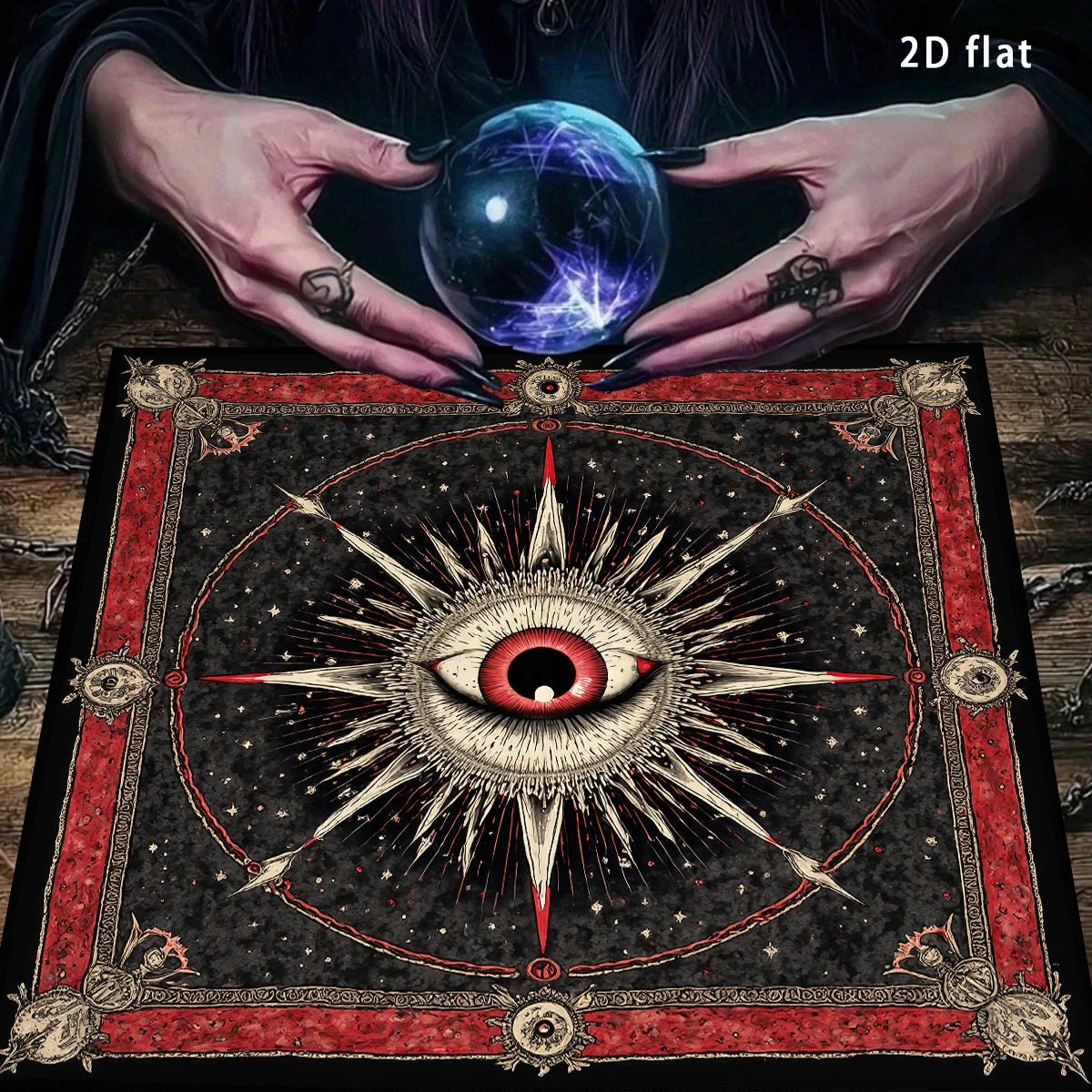 Multifunktionale Tarot Tischdecke mit Allsehendem Auge Muster für Wahrsagerei und Dekor