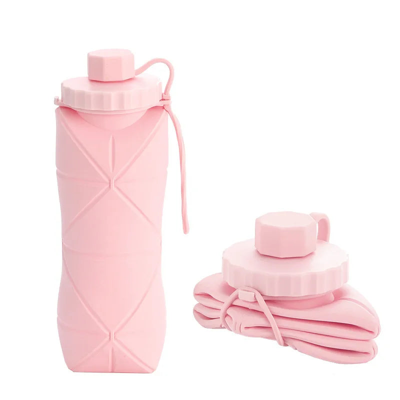 Faltbare 600 ml Silikon-Trinkflasche – platzsparend, langlebig - BPA-frei