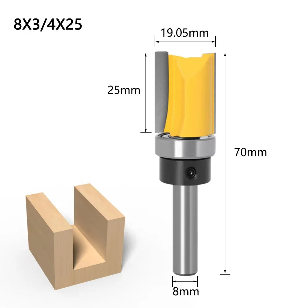 1/4 Zoll 8mm Schaft Langklinge Fräsbit mit Lager für Holzarbeiten