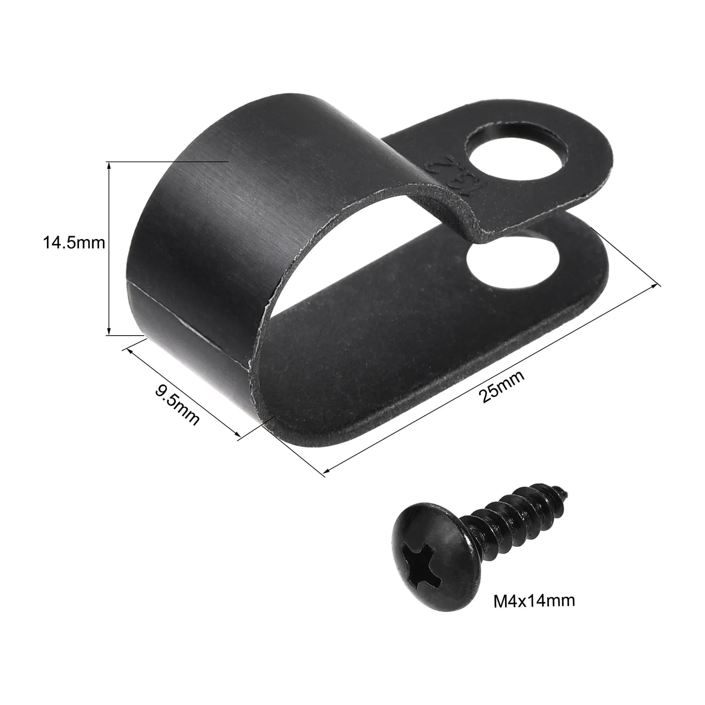 50x R-Typ Nylon Kabelclips mit Schrauben für diverse Kabeldurchmesser