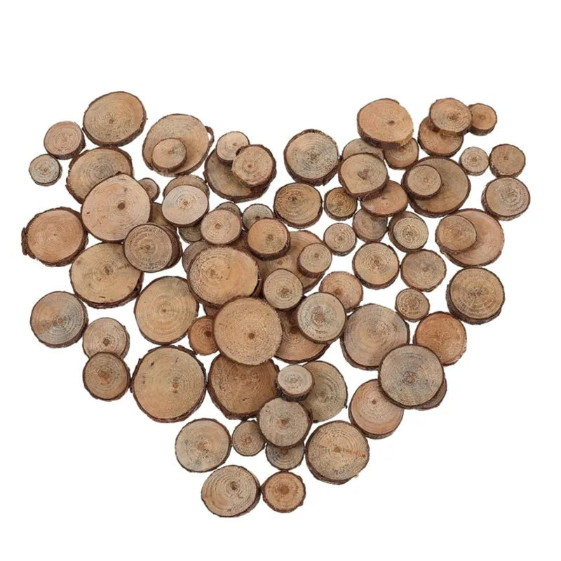 Kreative DIY-Holzscheiben 30er Set, 1-3 cm Naturholz für Bastelideen - Deko