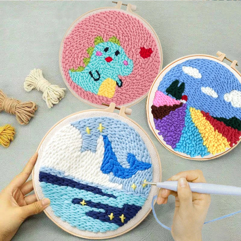 DIY Punch Nadel Stickerei Starter Kit mit Tiermustern für Anfänger