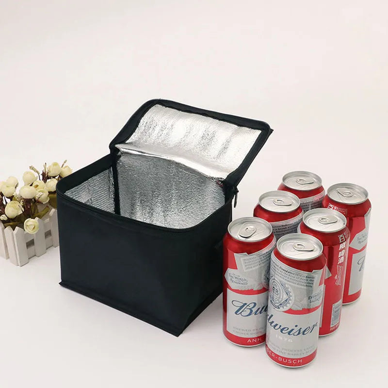 Isolierte, zusammenklappbare Lunch-Kühltasche in Schwarz oder Rot – kompakt - praktisch