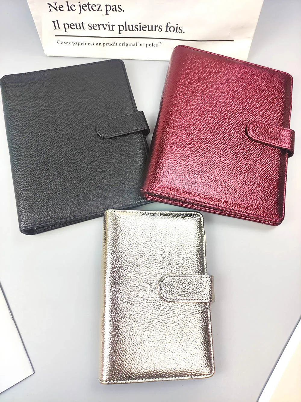 A5/A6 PU Leder Binder für Fotokarten, Tagebuch & Planer – Metallic Design