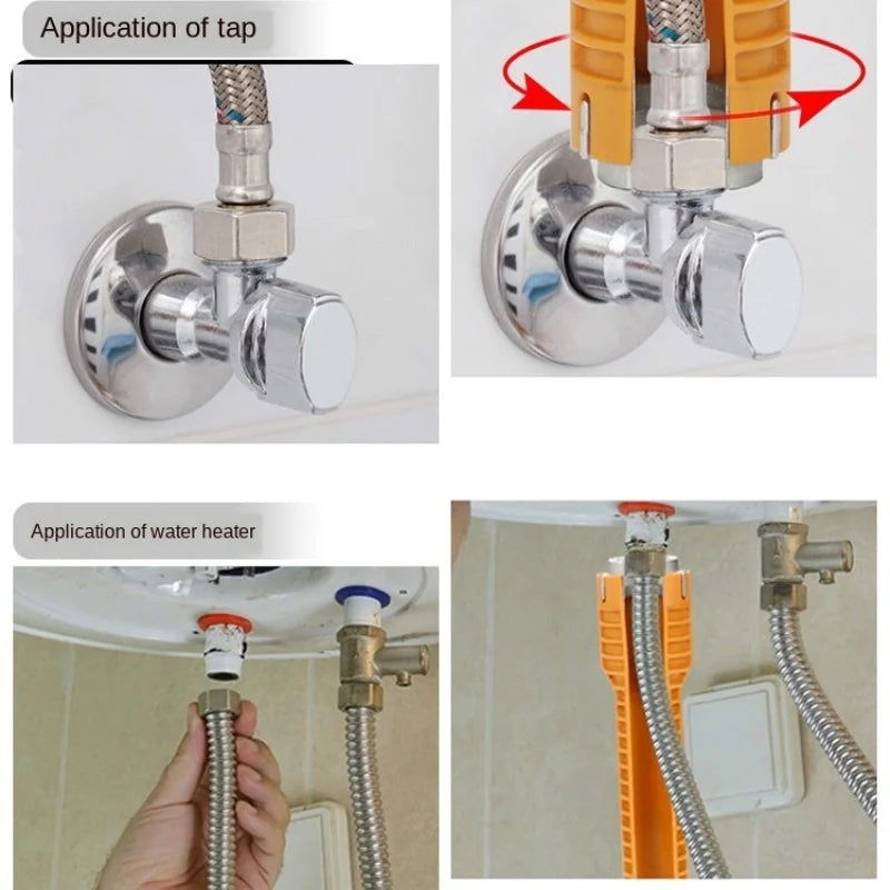 Multifunktionaler Sanitärschlüssel in Rot – langlebig, verchromt & optimal für enge Stellen