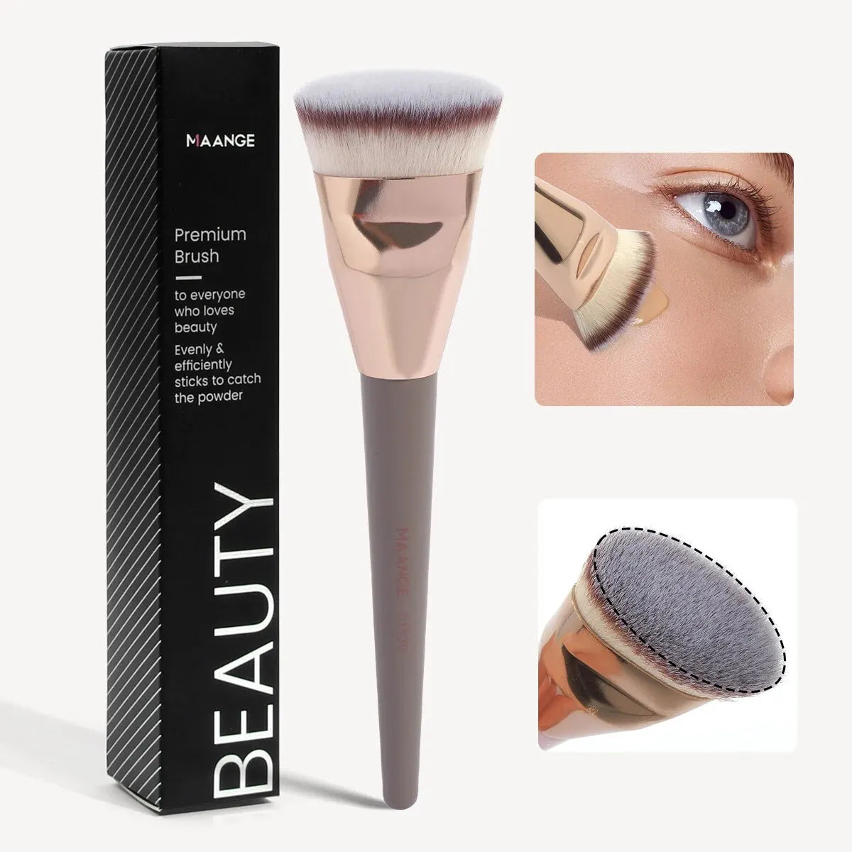 Flacher runder Make-up-Pinsel mit Box – vielseitig, weich - hautfreundlich