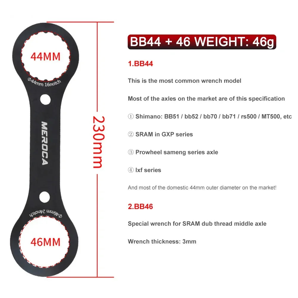 Aluminium Tretlager Schlüssel 44/46mm mit Präzisionszähnen für Fahrräder