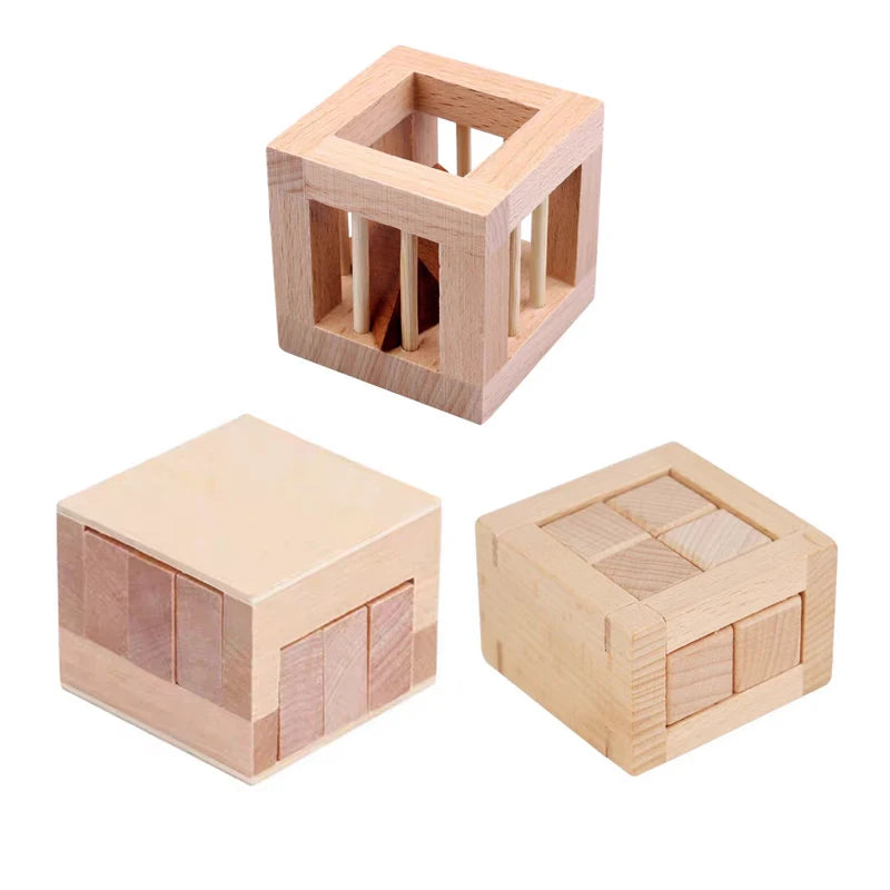 3PCS LuBan Lock Holz Puzzle IQ Brain Teaser für Erwachsene und Kinder