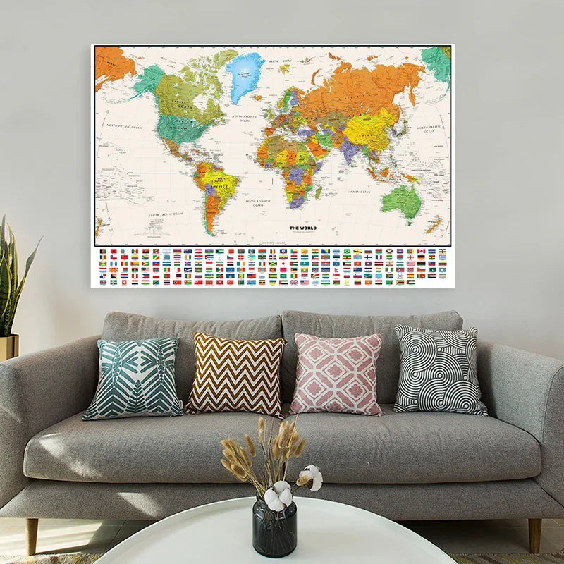 Große Wandkarte 100 x 70 cm für Bildung und Dekoration