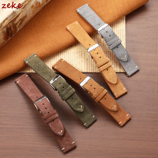 Weiches Wildleder Lederarmband mit Schnellverschluss in 14-22mm Breite