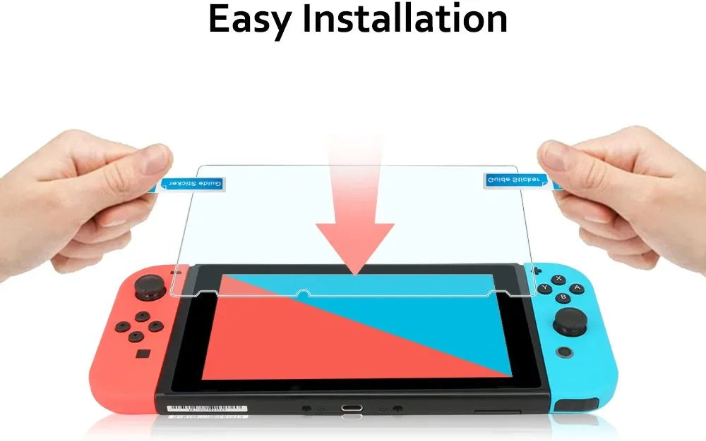 Nintendo Switch Displayschutzfolie aus gehärtetem 9H Glas – Klare Sichtschutzfolie