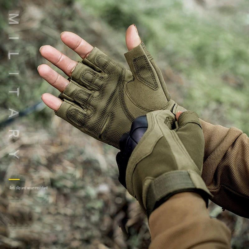 Taktische Softshell Handschuhe Halbfinger Rutschfest für Outdoor Sport