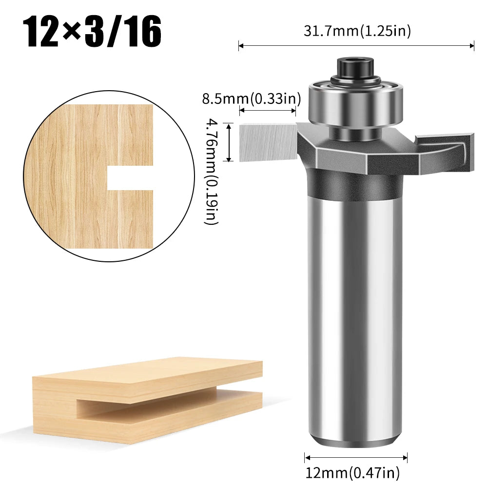 Doppel-rand T-förmiger Fräser mit 6mm und 12mm Schaft für Holzarbeiten
