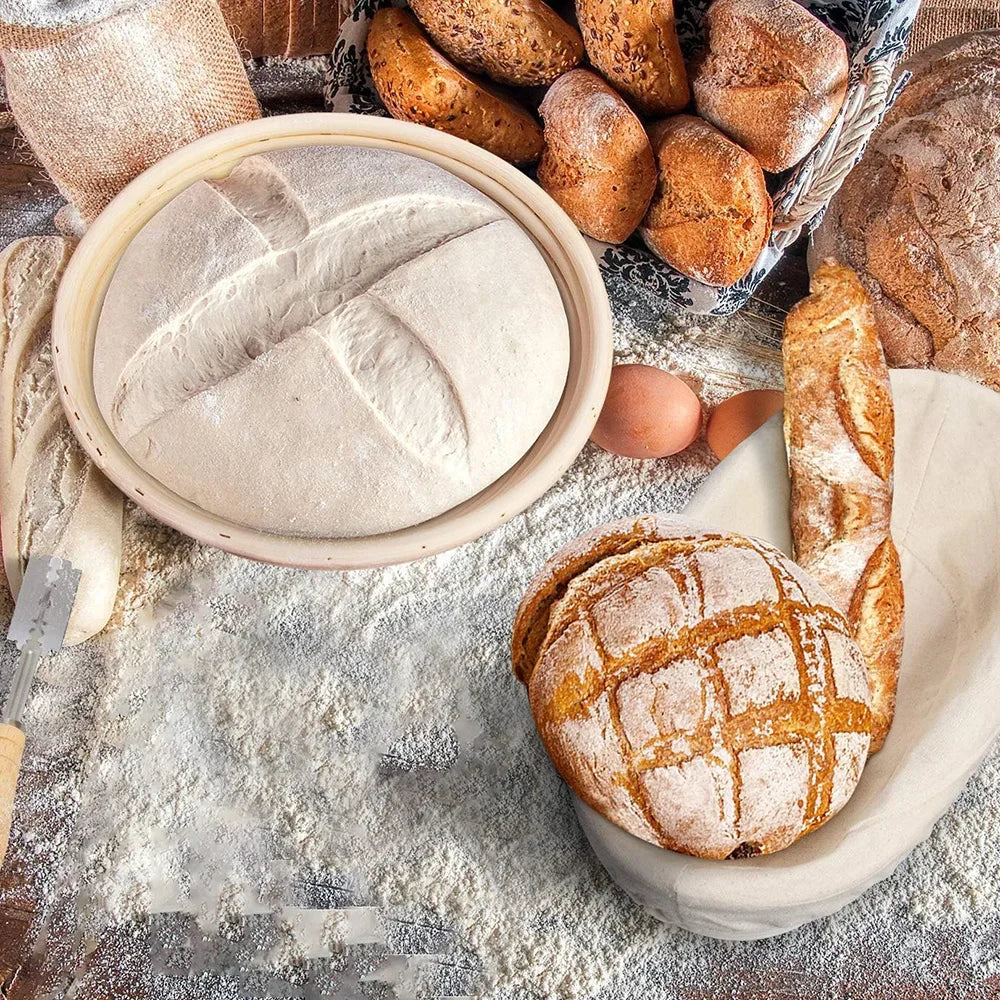 5/8-teiliges Brot-Banneton-Set aus natürlichem Rattan für Backen