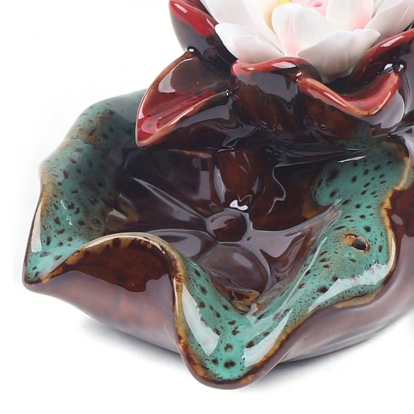 Keramik Lotus Rückfluss Räucherstäbchenhalter für Meditation