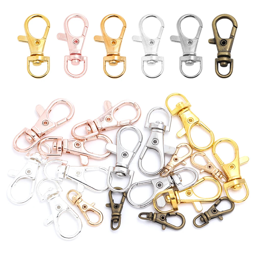 Vielseitiges 10er-Set Schlüsselanhänger mit drehbarem Karabiner, gold - silber
