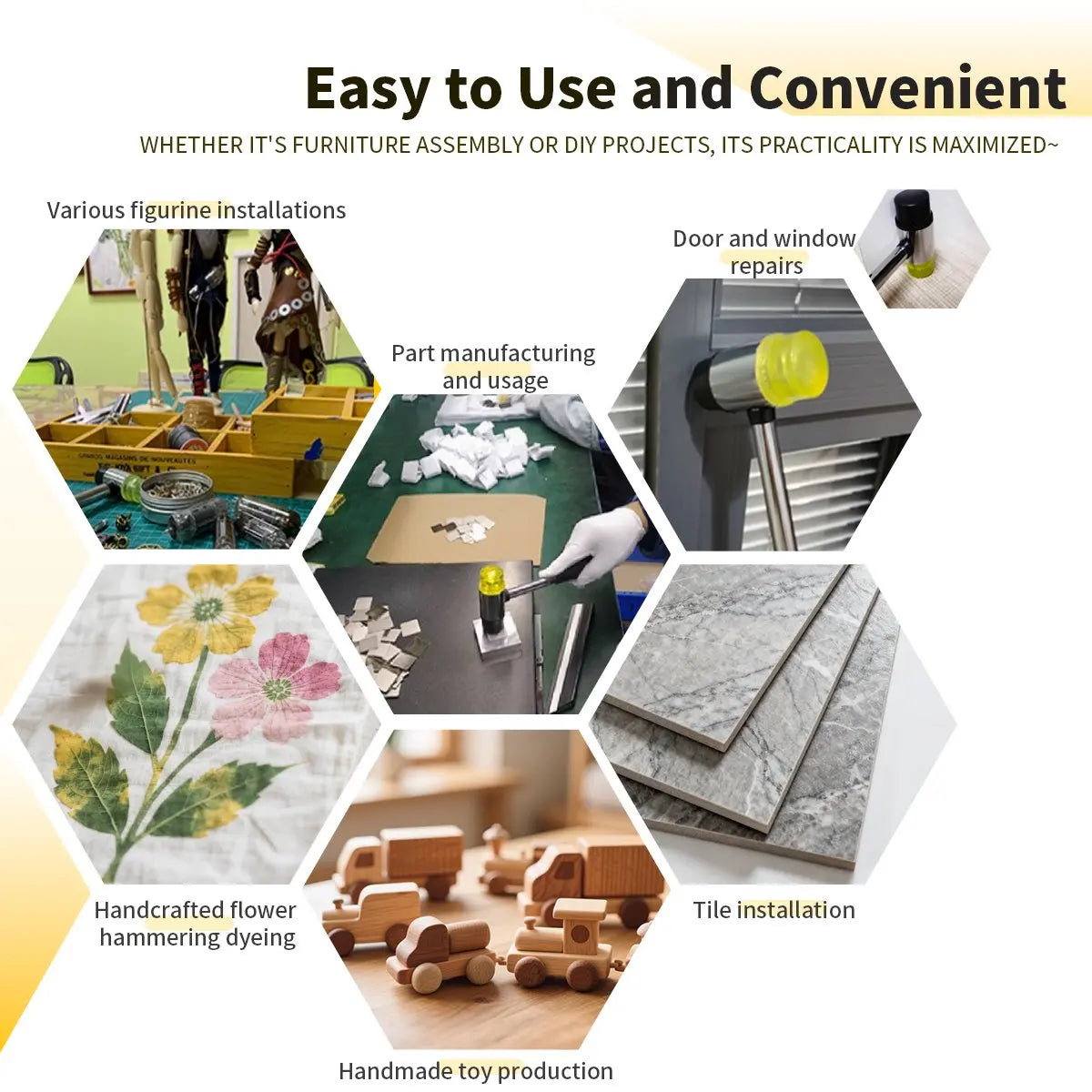 Multifunktionaler Gummihammer mit doppeltem Kopf 25-45 mm für Glasur und Fenster