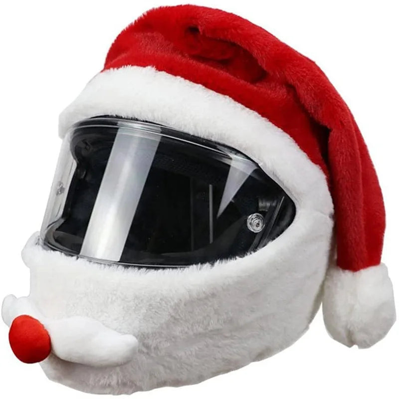 4-teiliges Motorrad Helm Set mit Santa Claus Weihnachtsmütze