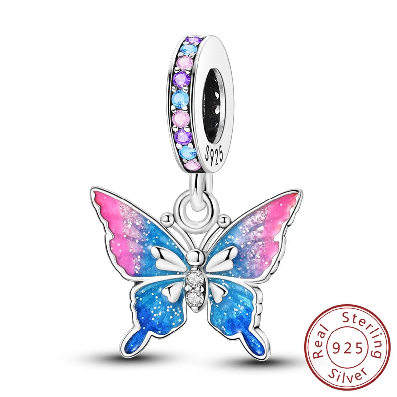 Funkelnder Schmetterlings-Charm aus 925 Sterlingsilber mit Zirkon – Elegant - Leicht