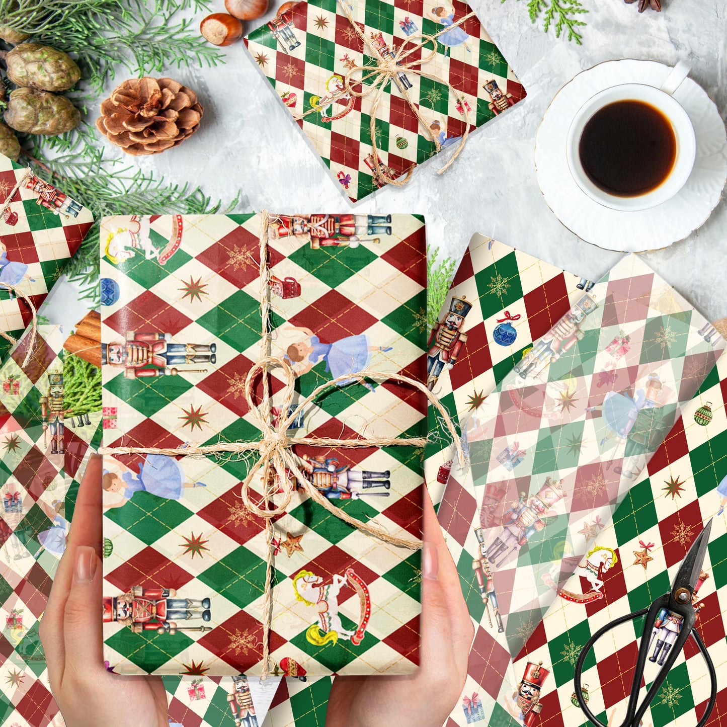 20/50 Stücke Weihnachts-Seidenpapier mit Schneeflocken- & Birnenmuster