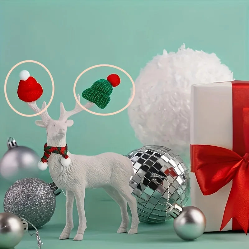 20-teiliges Set Mini-Weihnachtsmützen und Schals in Rot und Grün